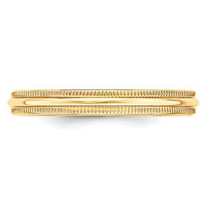 Solid 18K Yellow Gold 3mm Light Weight Milgrain Half Round Men's/Women's Wedding Band Ring Size 14