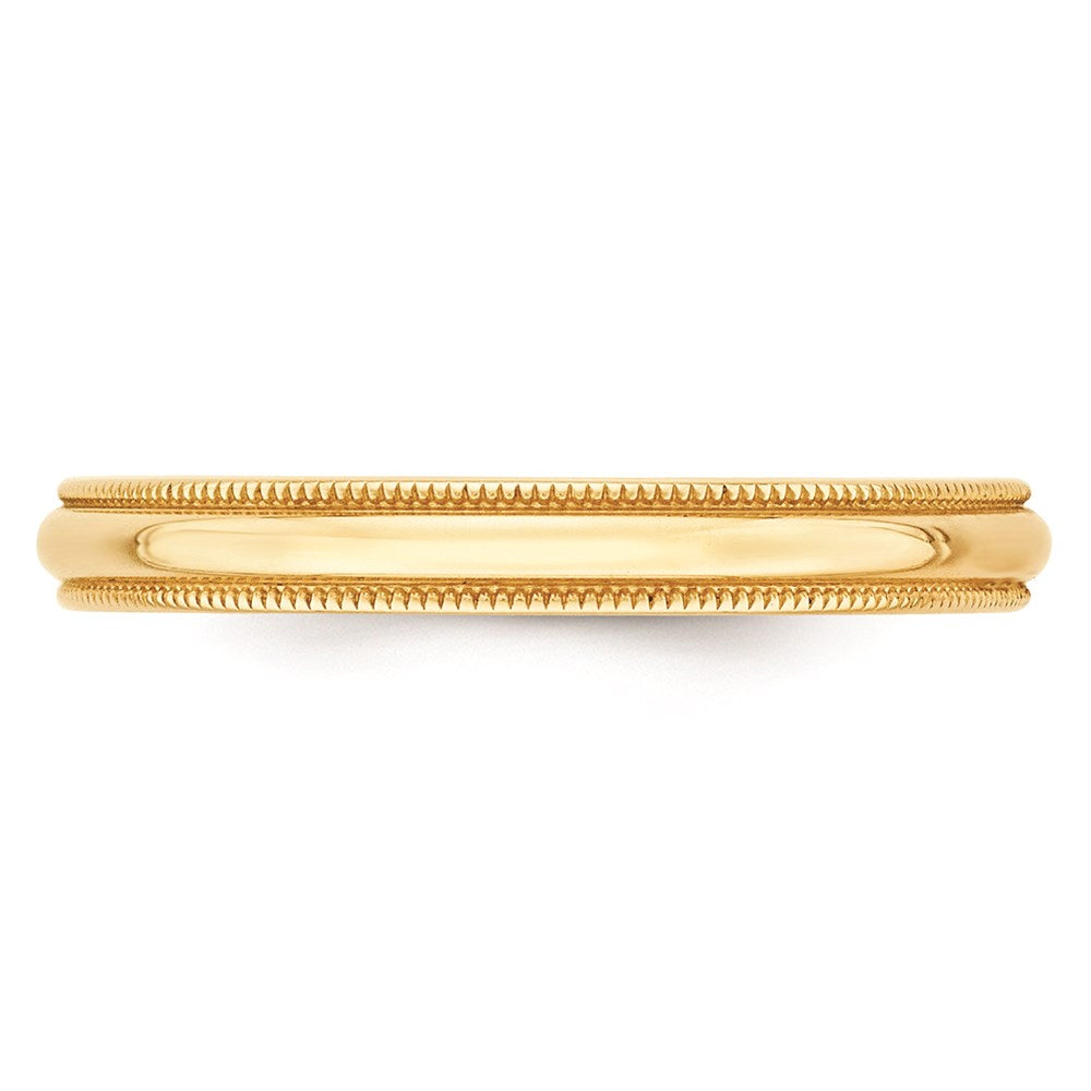 Solid 18K Yellow Gold 3mm Light Weight Milgrain Half Round Men's/Women's Wedding Band Ring Size 12.5