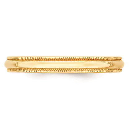 Solid 18K Yellow Gold 3mm Light Weight Milgrain Half Round Men's/Women's Wedding Band Ring Size 12.5