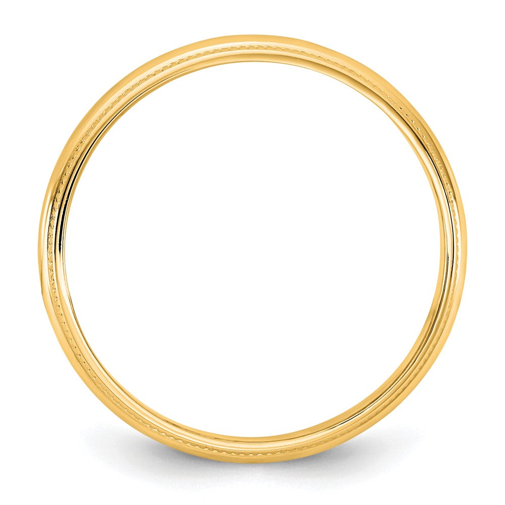10K Yellow Gold 10Ky 3.5mm Lightweight Milgrain Half Round Band Size 14