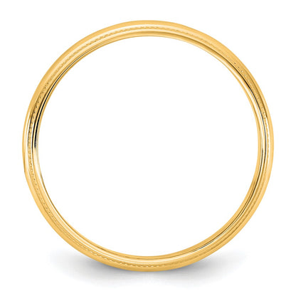 10K Yellow Gold 10Ky 3.5mm Lightweight Milgrain Half Round Band Size 14