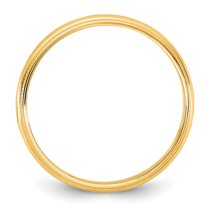 10K Yellow Gold 10Ky 3.5mm Lightweight Milgrain Half Round Band Size 9