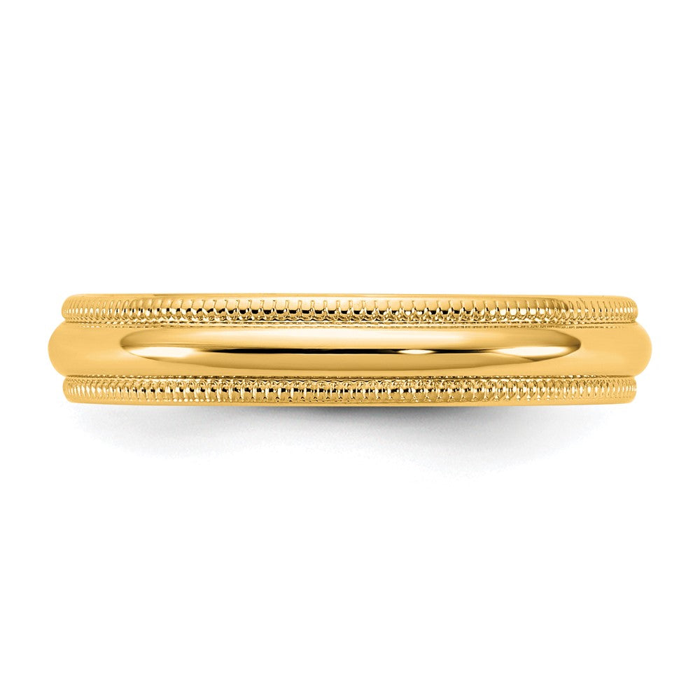 10K Yellow Gold 10Ky 3.5mm Lightweight Milgrain Half Round Band Size 14