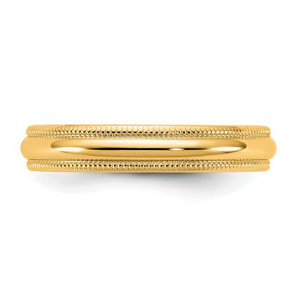 10K Yellow Gold 10Ky 3.5mm Lightweight Milgrain Half Round Band Size 14