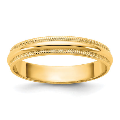 10K Yellow Gold 10Ky 3.5mm Lightweight Milgrain Half Round Band Size 14