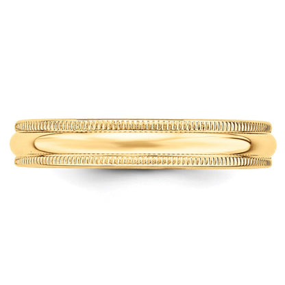 Solid 18K Yellow Gold 4mm Light Weight Milgrain Half Round Men's/Women's Wedding Band Ring Size 9