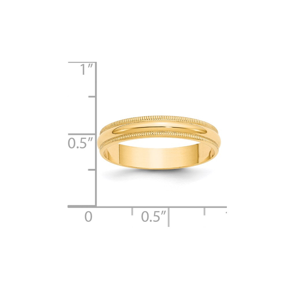 Solid 18K Yellow Gold 4mm Light Weight Milgrain Half Round Men's/Women's Wedding Band Ring Size 10