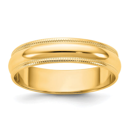 10K Yellow Gold 10Ky 4.5mm Lightweight Milgrain Half Round Band Size 8