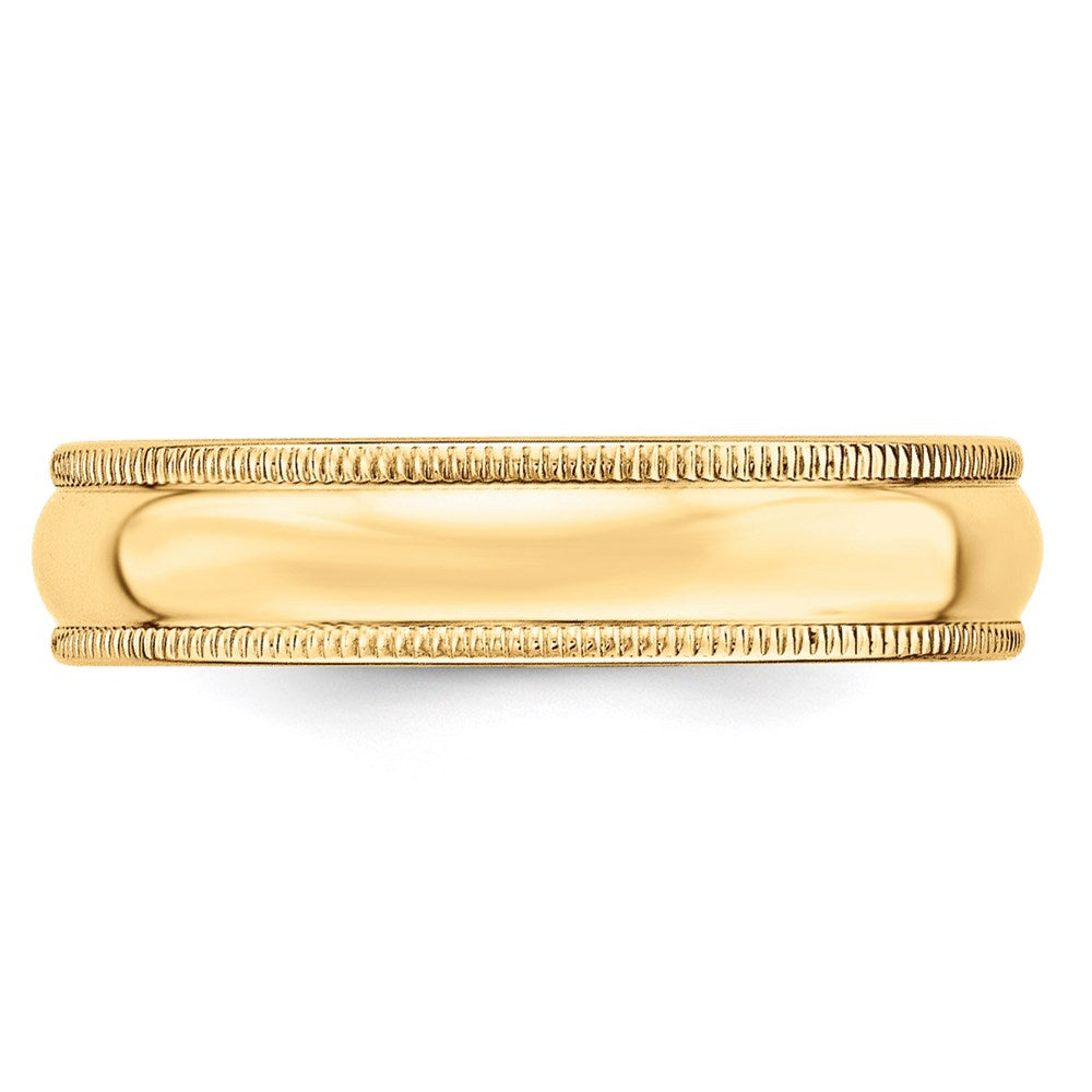 14k Yellow Gold 5mm Lightweight Milgrain Half Round Wedding Band Ring