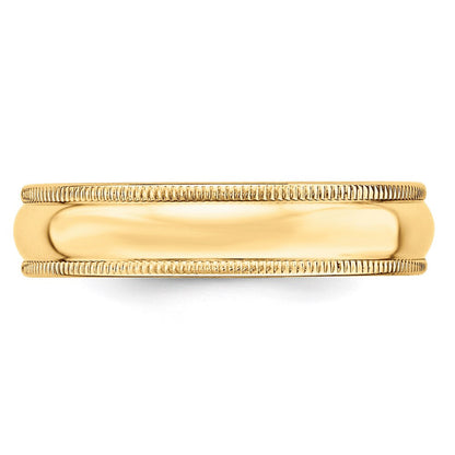 Solid 18K Yellow Gold 5mm Light Weight Milgrain Half Round Men's/Women's Wedding Band Ring Size 9.5