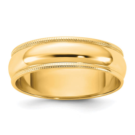 14K Yellow Gold 5.5mm Lightweight Milgrain Half Round Band
