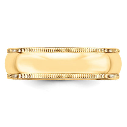 Solid 18K Yellow Gold 6mm Light Weight Milgrain Half Round Men's/Women's Wedding Band Ring Size 4.5