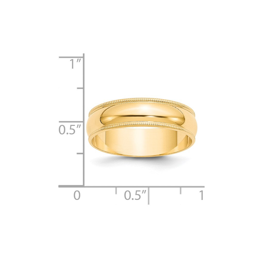 Solid 18K Yellow Gold 6mm Light Weight Milgrain Half Round Men's/Women's Wedding Band Ring Size 5.5
