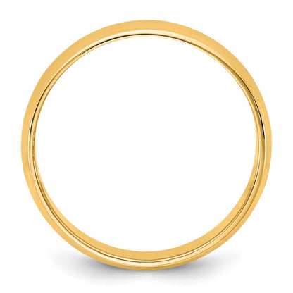 14K Yellow Gold 6.5mm Lightweight Milgrain Half Round Band
