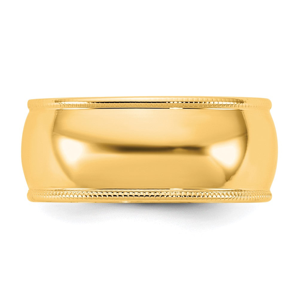 14K Yellow Gold 8mm Lightweight Milgrain Half Round Band