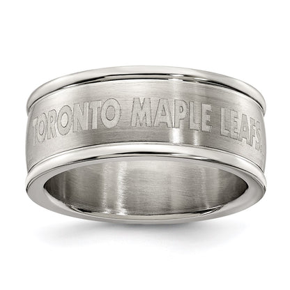 Stainless Steel Toronto Maple Leafs Logo Band Ring