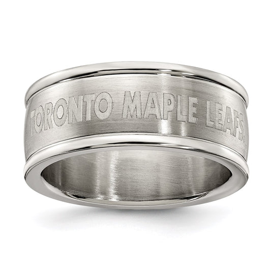 Stainless Steel Toronto Maple Leafs Logo Band Ring