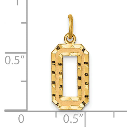14k Yellow Gold 14k Medium Diamond-cut Number 0 Charm