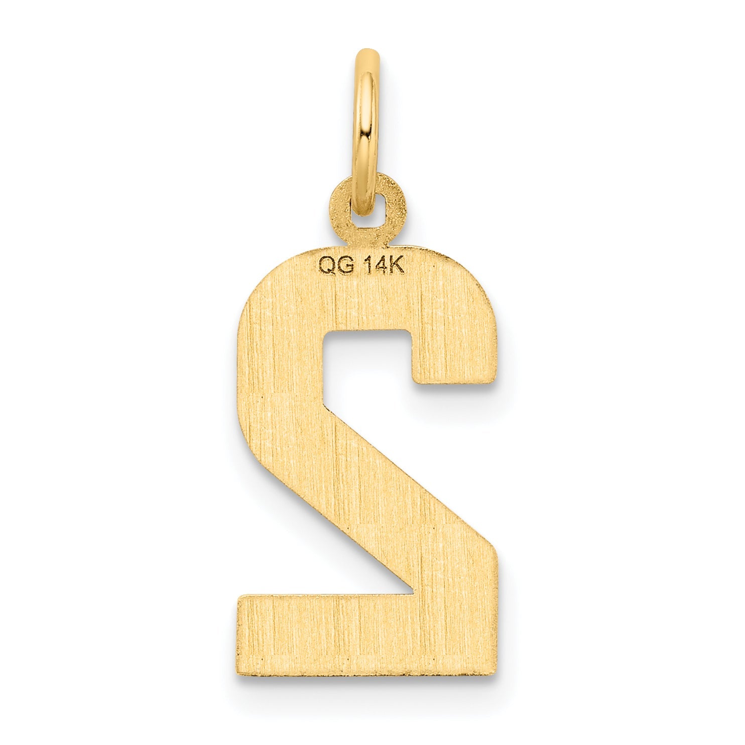 14K Yellow Gold Medium Diamond-Cut Number 2 Charm