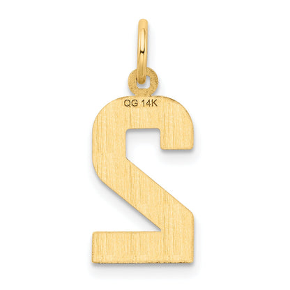 14K Yellow Gold Medium Diamond-Cut Number 2 Charm