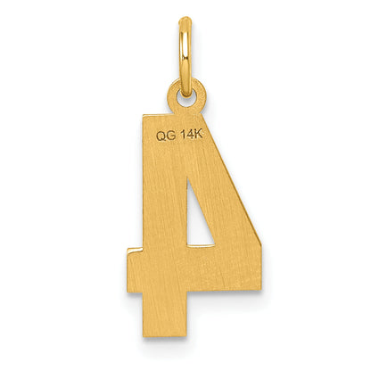 14K Yellow Gold Medium Diamond-Cut Number 4 Charm
