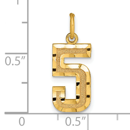14K Yellow Gold Medium Diamond-Cut Number 5 Charm