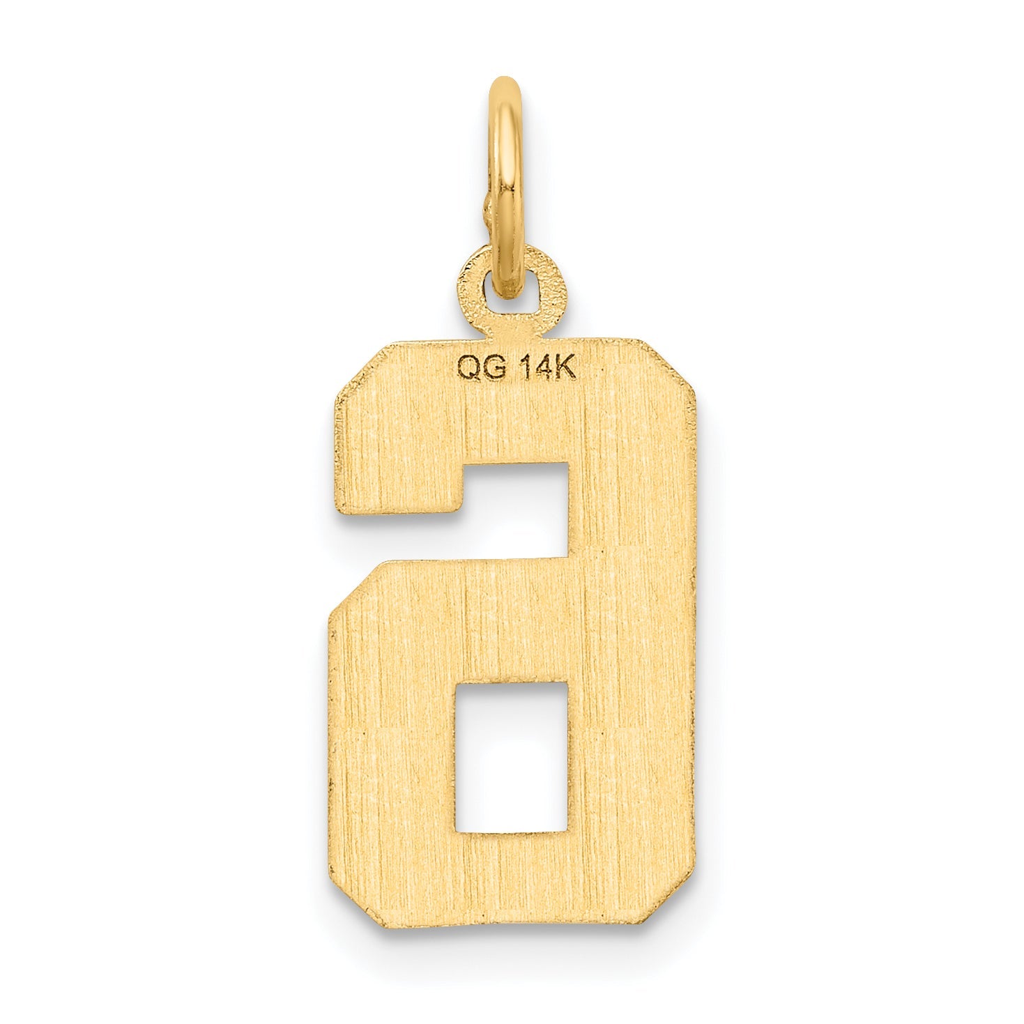 14K Yellow Gold Medium Diamond-Cut Number 6 Charm