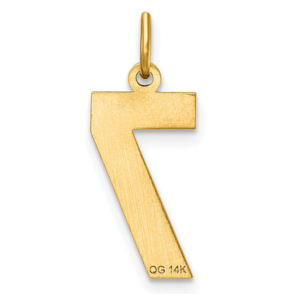 14K Yellow Gold Medium Diamond-Cut Number 7 Charm