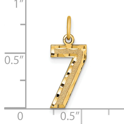 14K Yellow Gold Medium Diamond-Cut Number 7 Charm