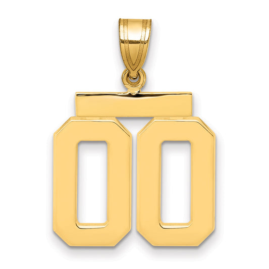 10K Yellow Gold Medium Polished Number 00 Charm