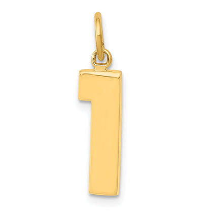 14K Yellow Gold Medium Polished Number 1 Charm