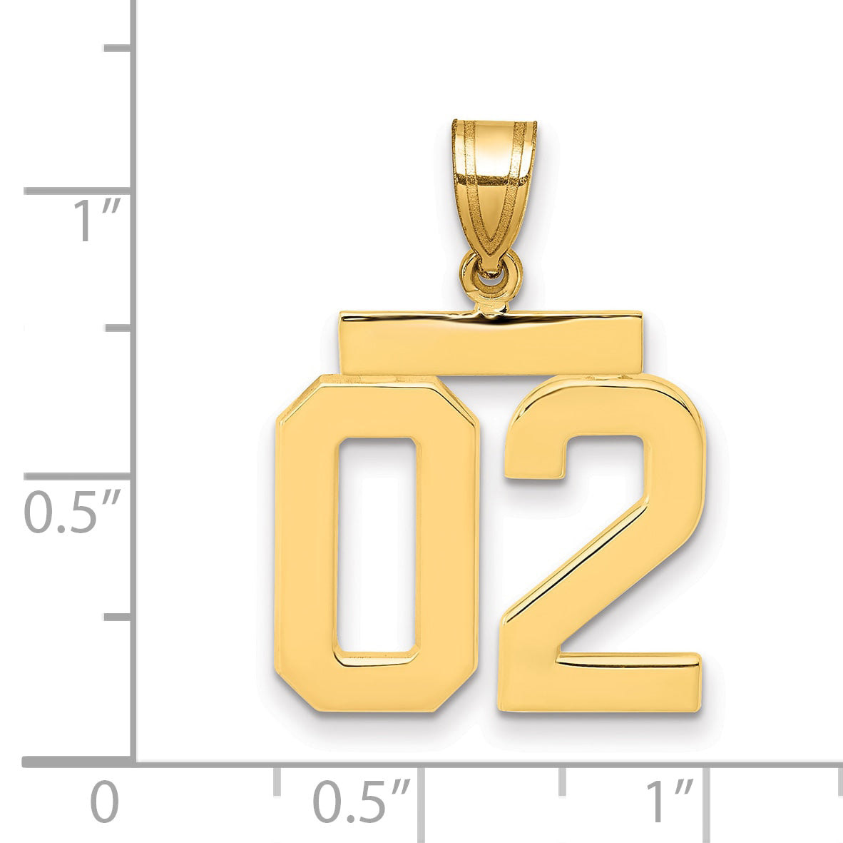 10K Yellow Gold Medium Polished Number 02 Charm