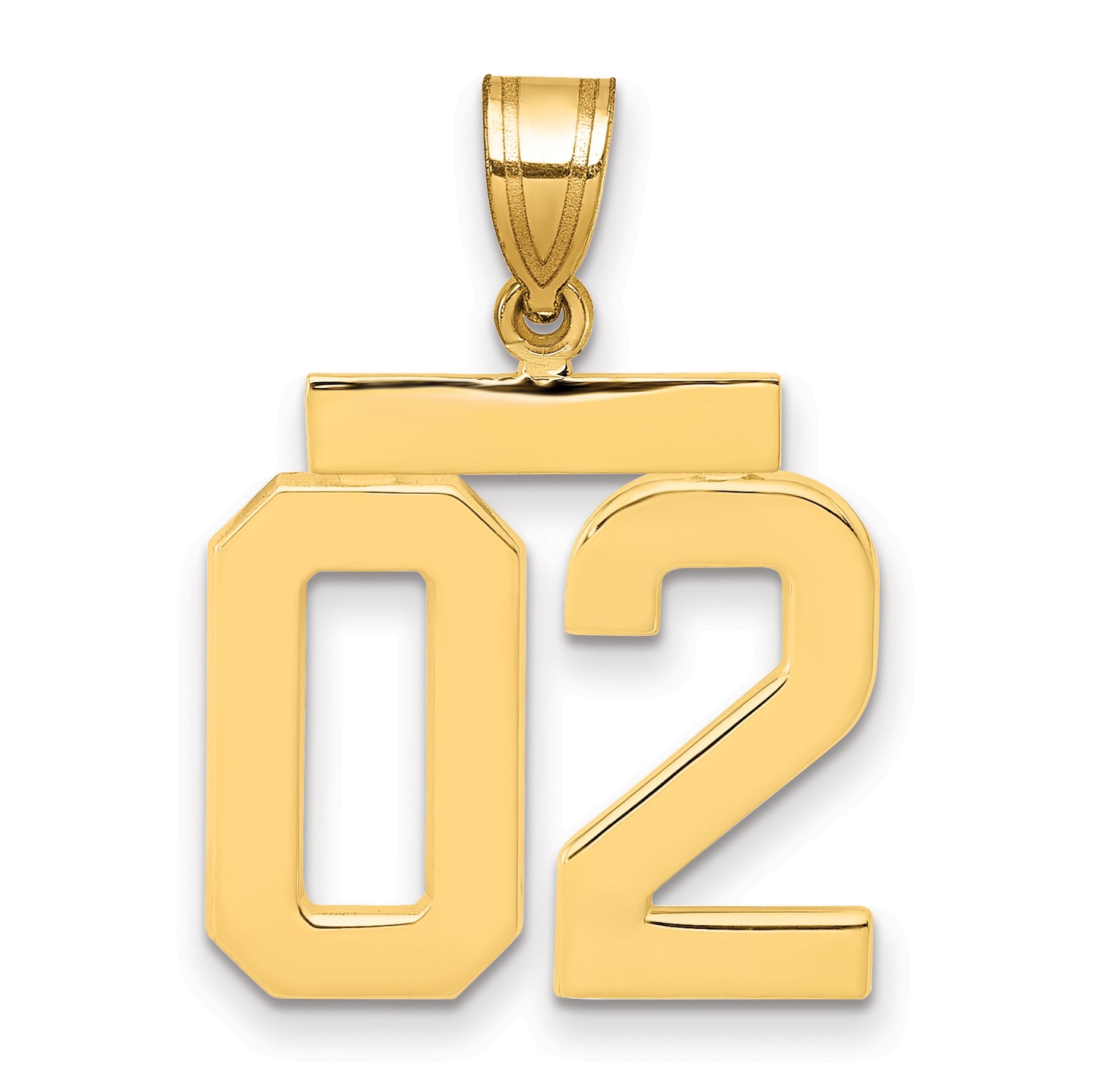 10K Yellow Gold Medium Polished Number 02 Charm