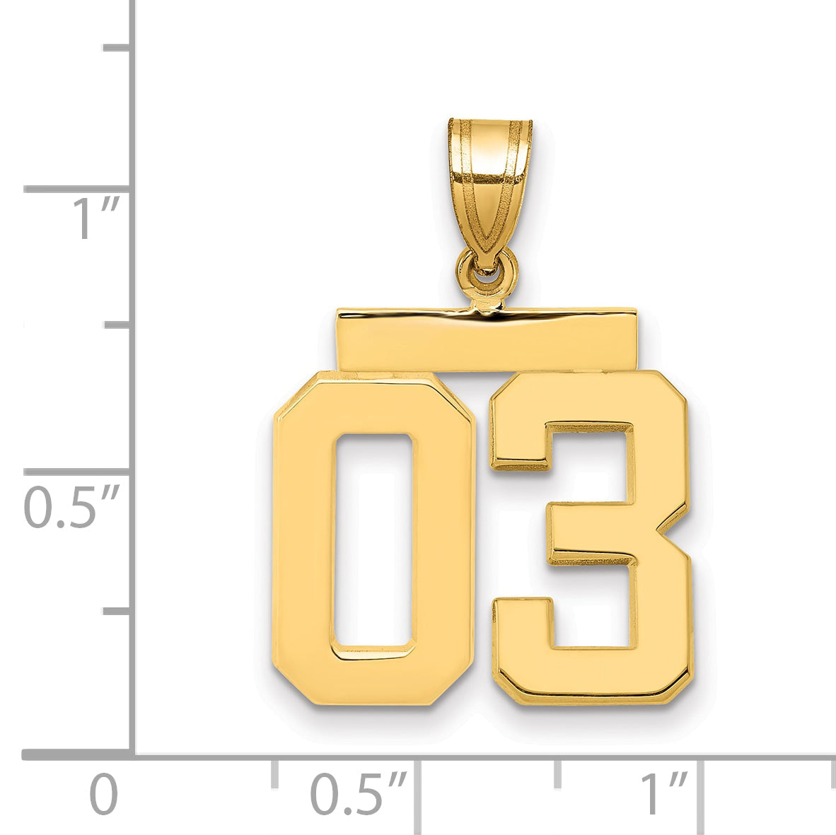 10K Yellow Gold Medium Polished Number 03 Charm