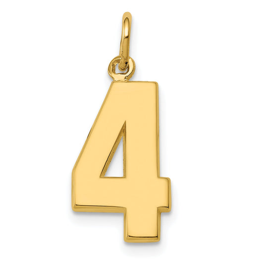 14K Yellow Gold Medium Polished Number 4 Charm