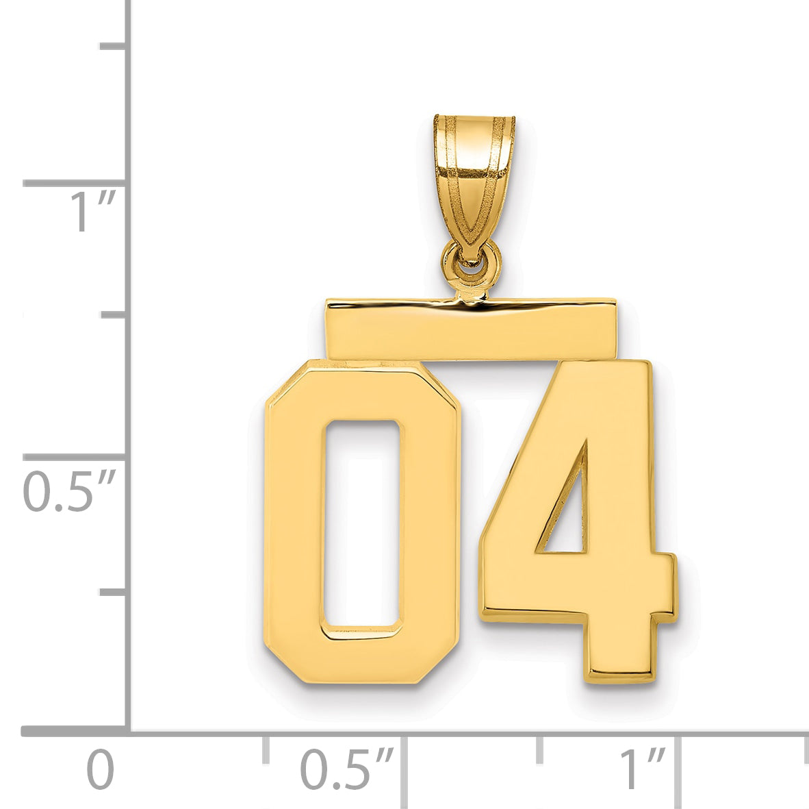 10K Yellow Gold Medium Polished Number 04 Charm