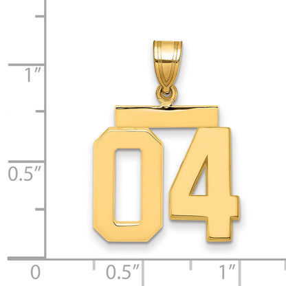 10K Yellow Gold Medium Polished Number 04 Charm