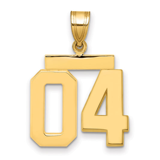 10K Yellow Gold Medium Polished Number 04 Charm