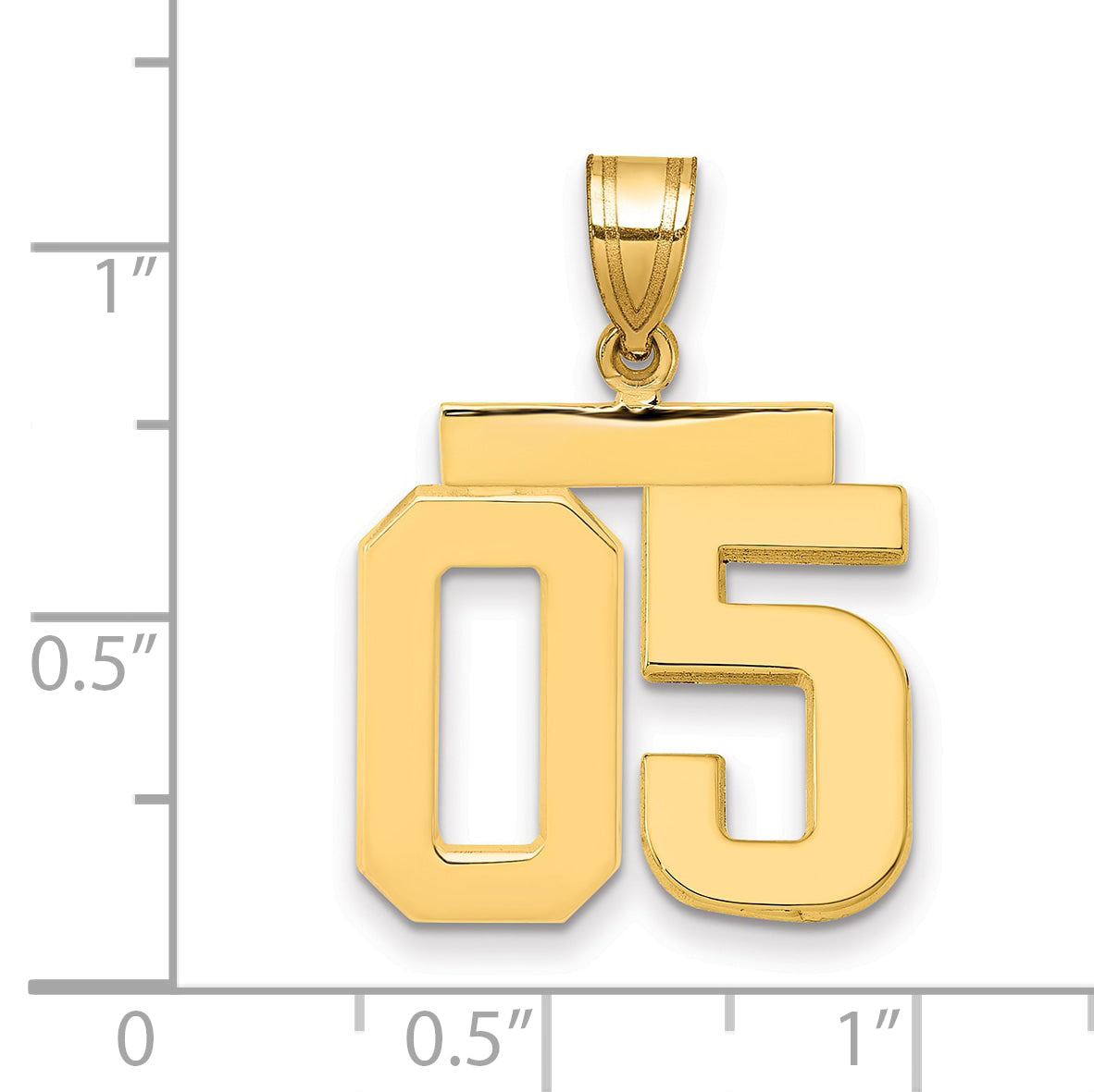 10K Yellow Gold Medium Polished Number 05 Charm