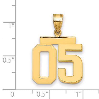 10K Yellow Gold Medium Polished Number 05 Charm