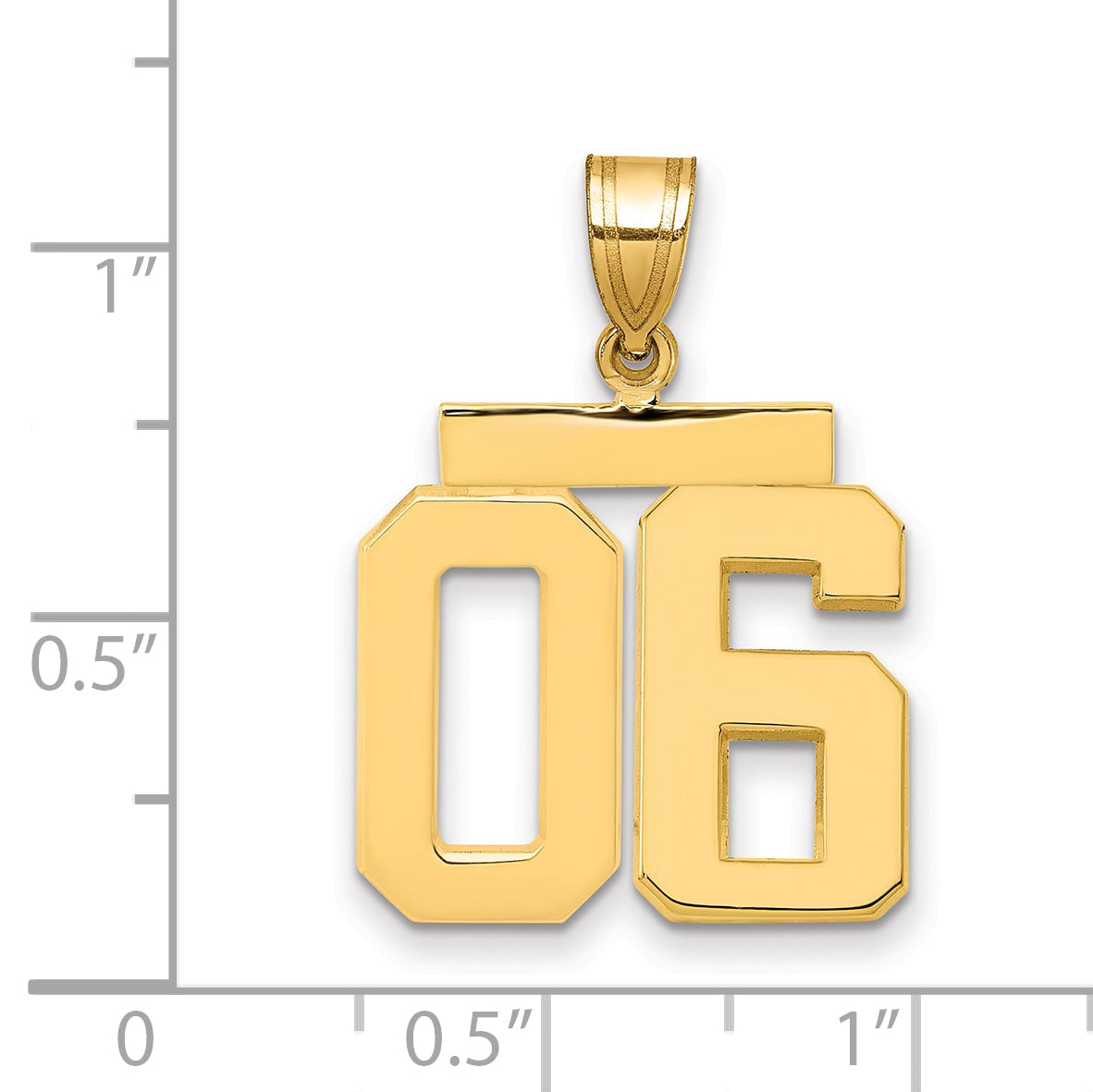 10K Yellow Gold Medium Polished Number 06 Charm