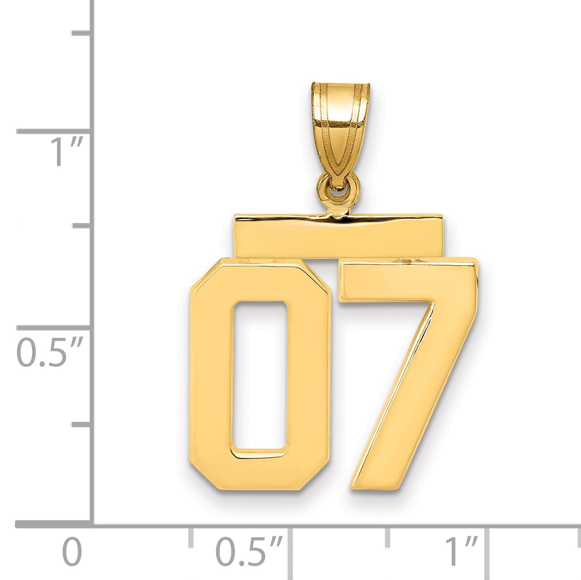 10K Yellow Gold Medium Polished Number 07 Charm