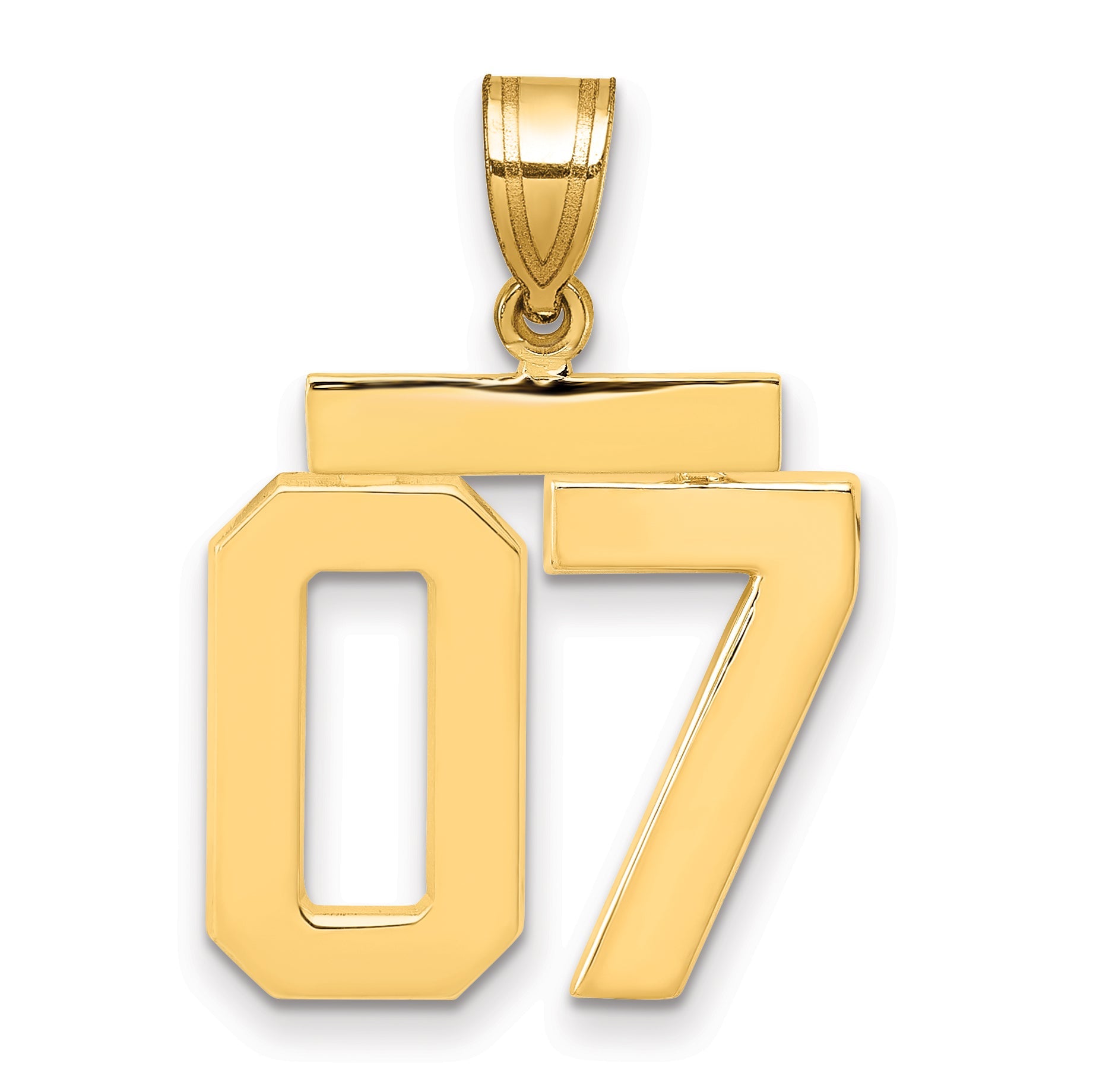10K Yellow Gold Medium Polished Number 07 Charm