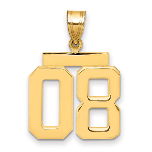 10K Yellow Gold Medium Polished Number 08 Charm