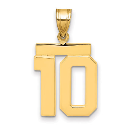 10K Yellow Gold Medium Polished Number 10 Charm