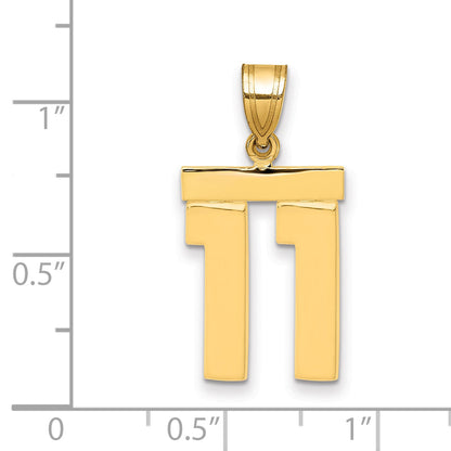 10K Yellow Gold Medium Polished Number 11 Charm
