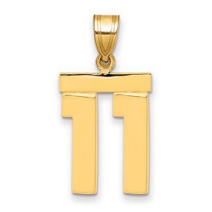 10K Yellow Gold Medium Polished Number 11 Charm