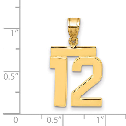 10K Yellow Gold Medium Polished Number 12 Charm