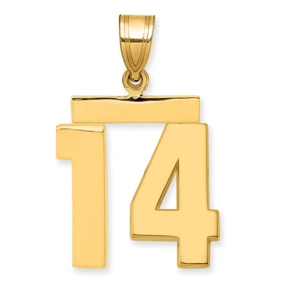 10K Yellow Gold Medium Polished Number 14 Charm