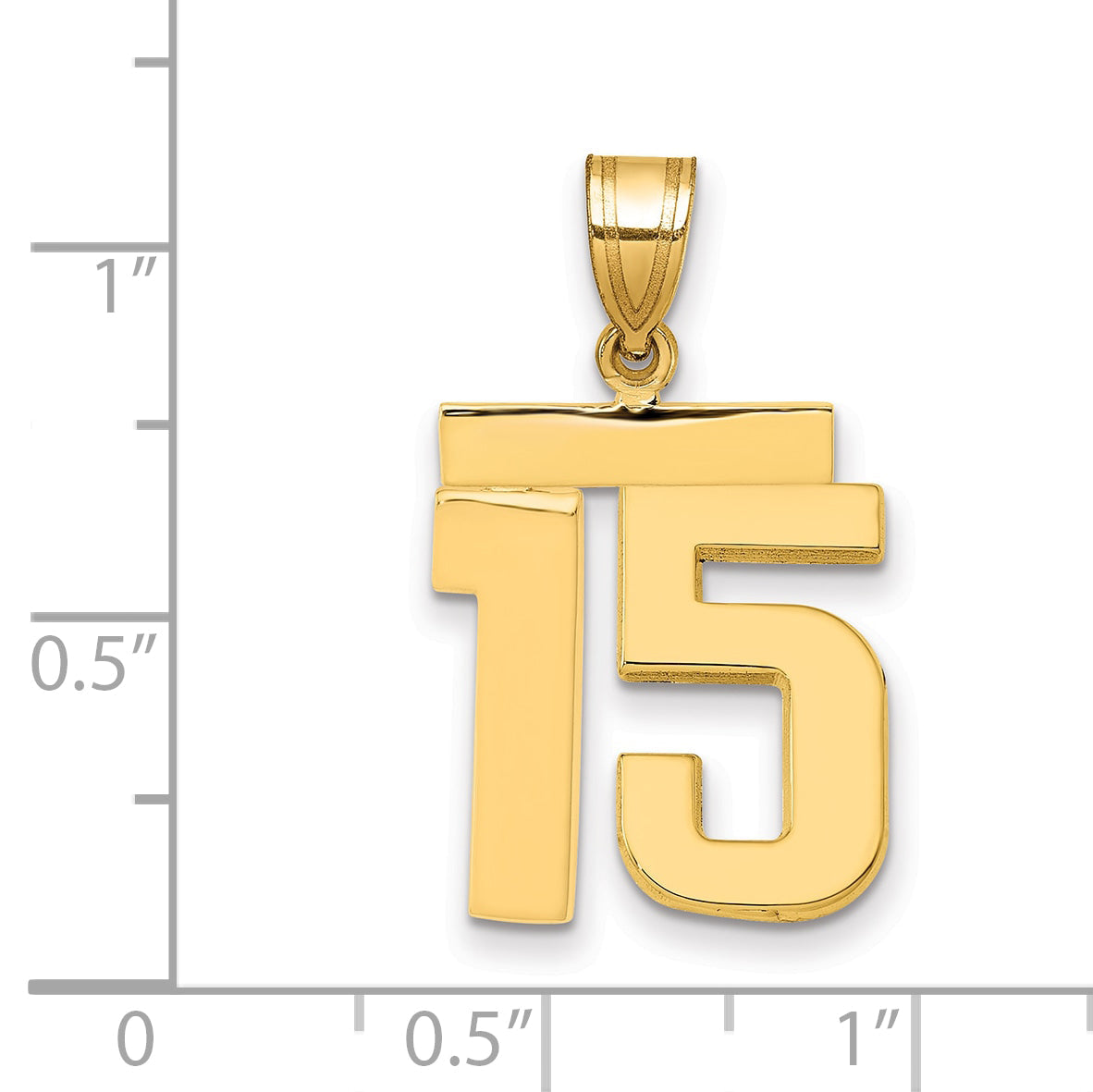 10K Yellow Gold Medium Polished Number 15 Charm